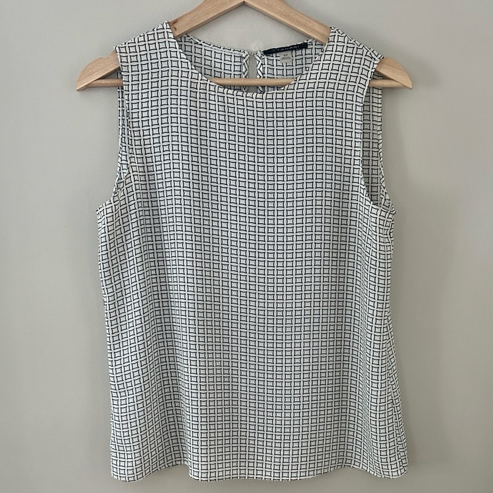 T Tahari  Black and Cream Sleeveless Top